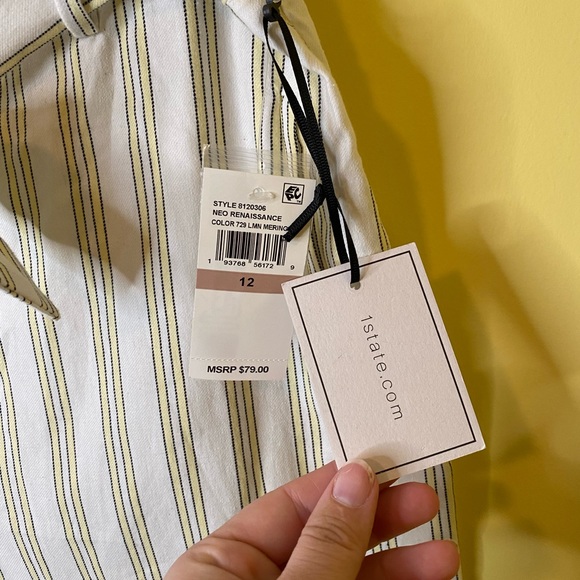 1. State Shorts Stripe Tie Waist Size 12 White Yellow NWT - Picture 4 of 8